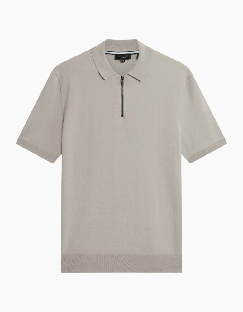 Ted Baker Daldin Rayon Zip Mid Grey Polo Shirt