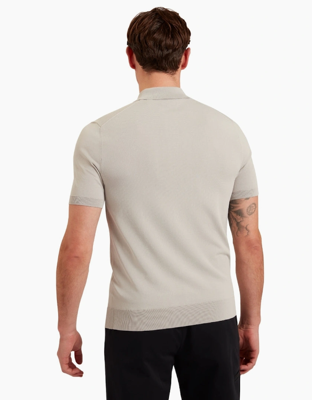 Ted Baker Daldin Rayon Zip Mid Grey Polo Shirt