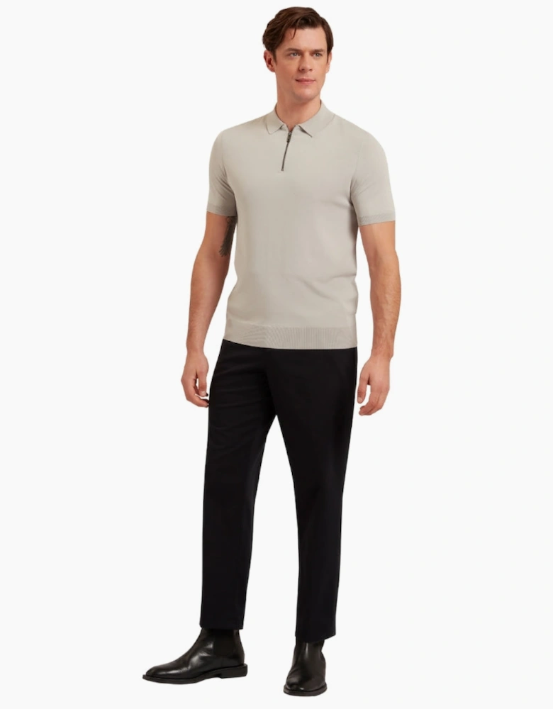 Ted Baker Daldin Rayon Zip Mid Grey Polo Shirt