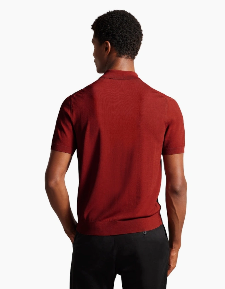 Ted Baker Daldin Rayon Zip Dark Brown Polo Shirt