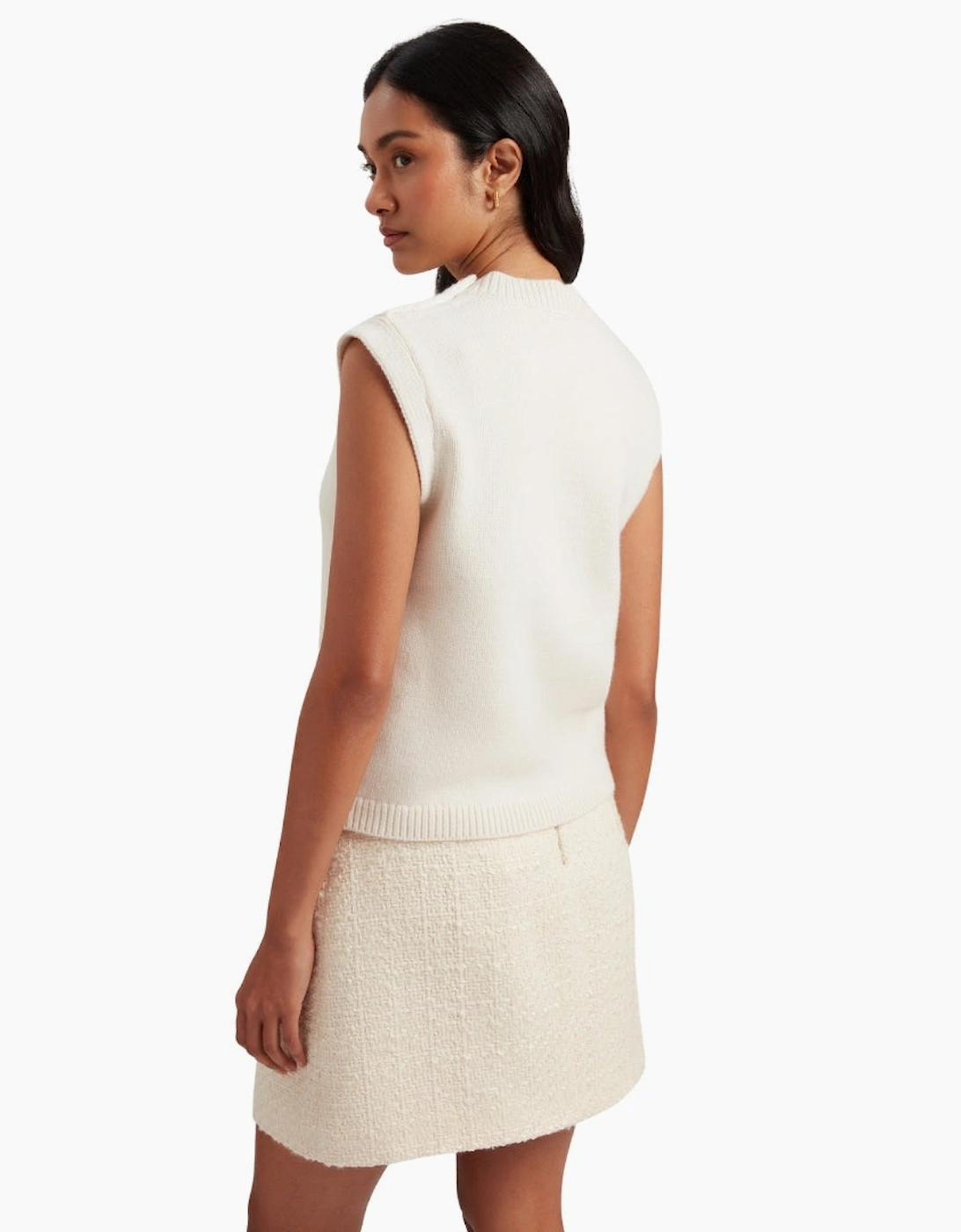 Ted Baker Rondher Rose Button Ivory Crew Neck Tank Top