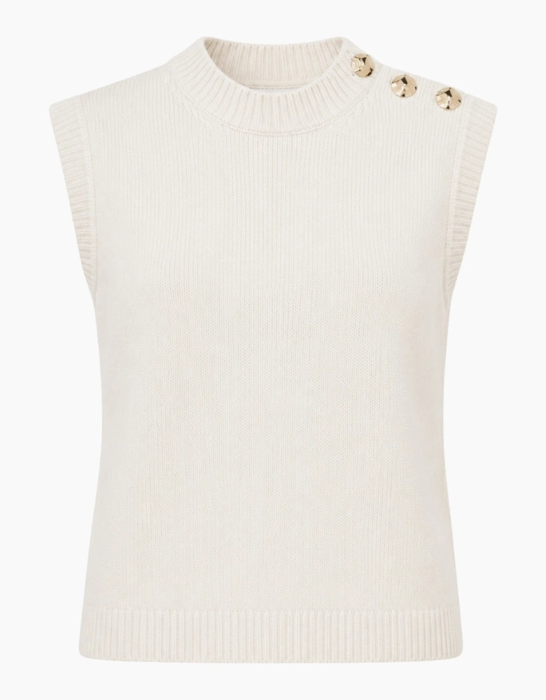 Ted Baker Rondher Rose Button Ivory Crew Neck Tank Top