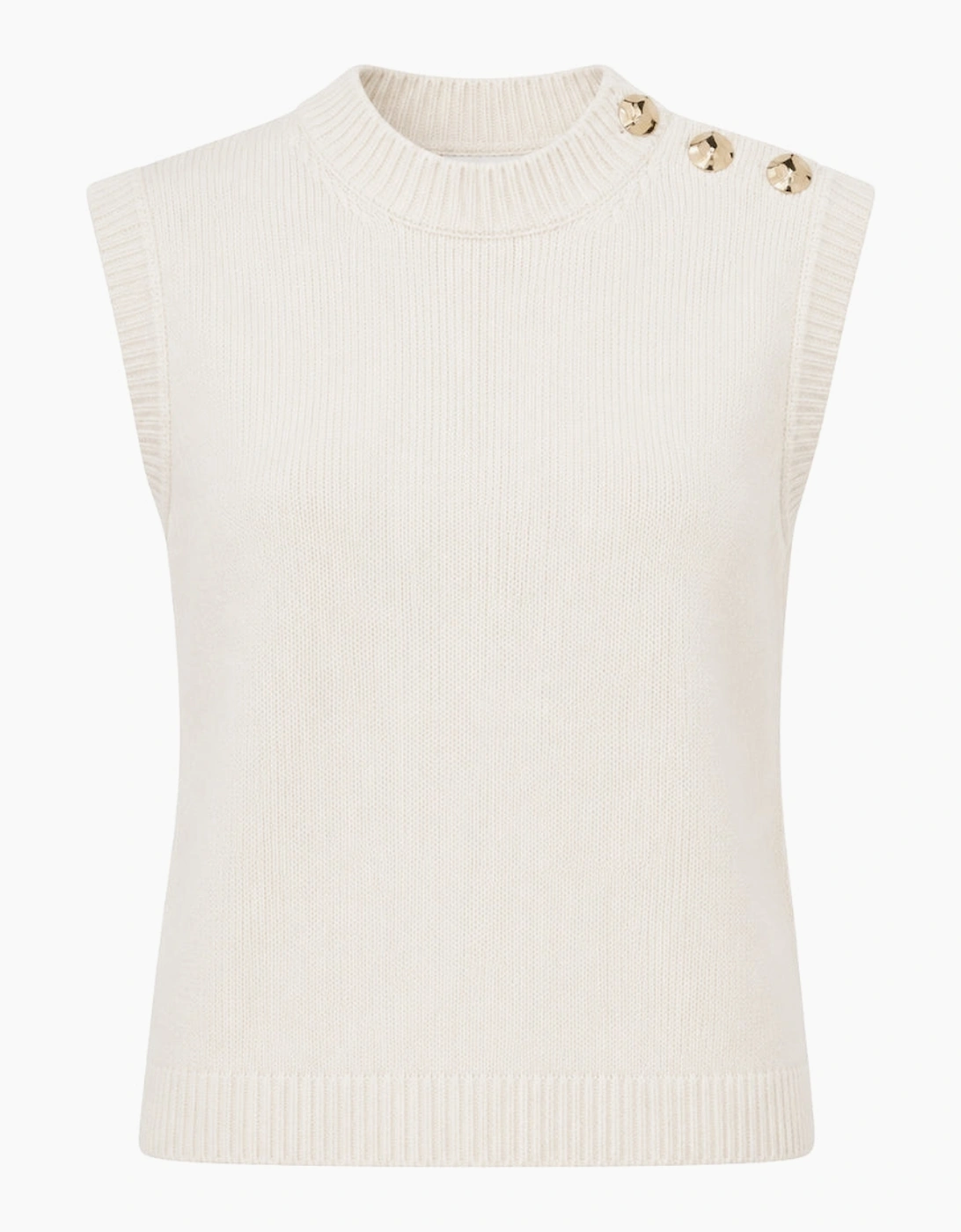 Ted Baker Rondher Rose Button Ivory Crew Neck Tank Top
