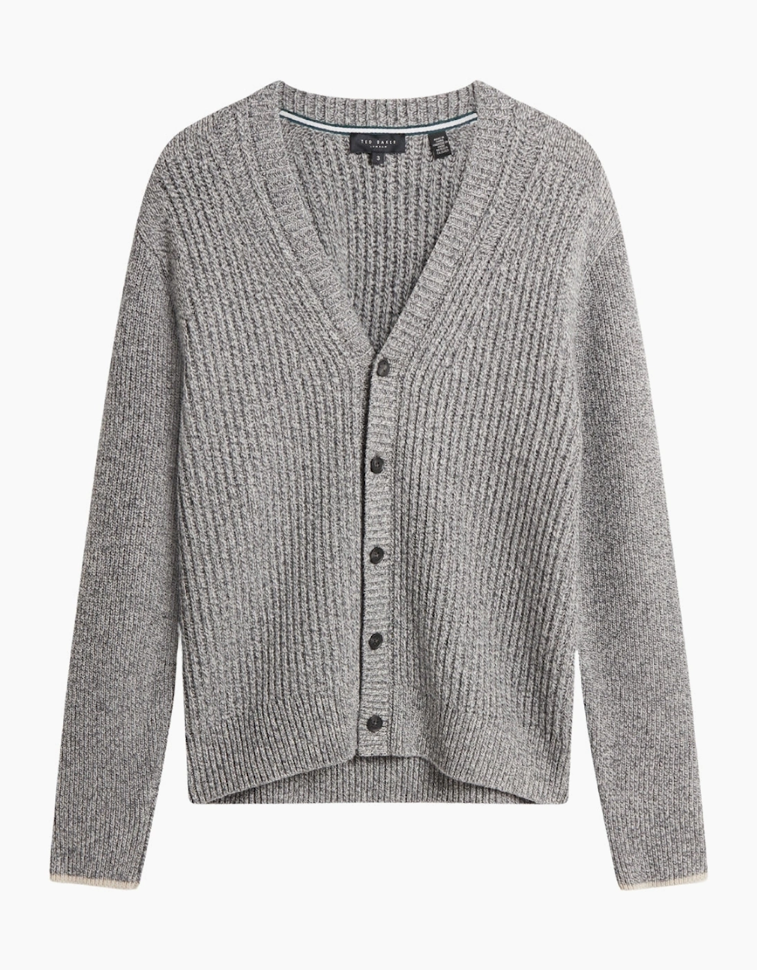 Men's Ted Baker Alman Ribbed Grey Button Cardigan - Size: 40