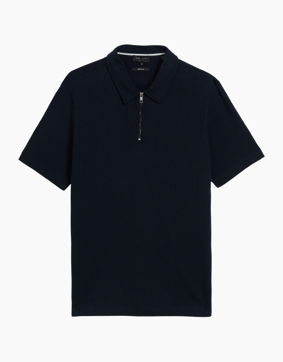 Ted Baker Elgrave  Regular Textured Half Zip Navy Polo Shirt