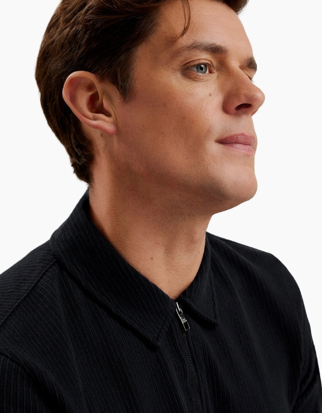 Ted Baker Elgrave  Regular Textured Half Zip Navy Polo Shirt