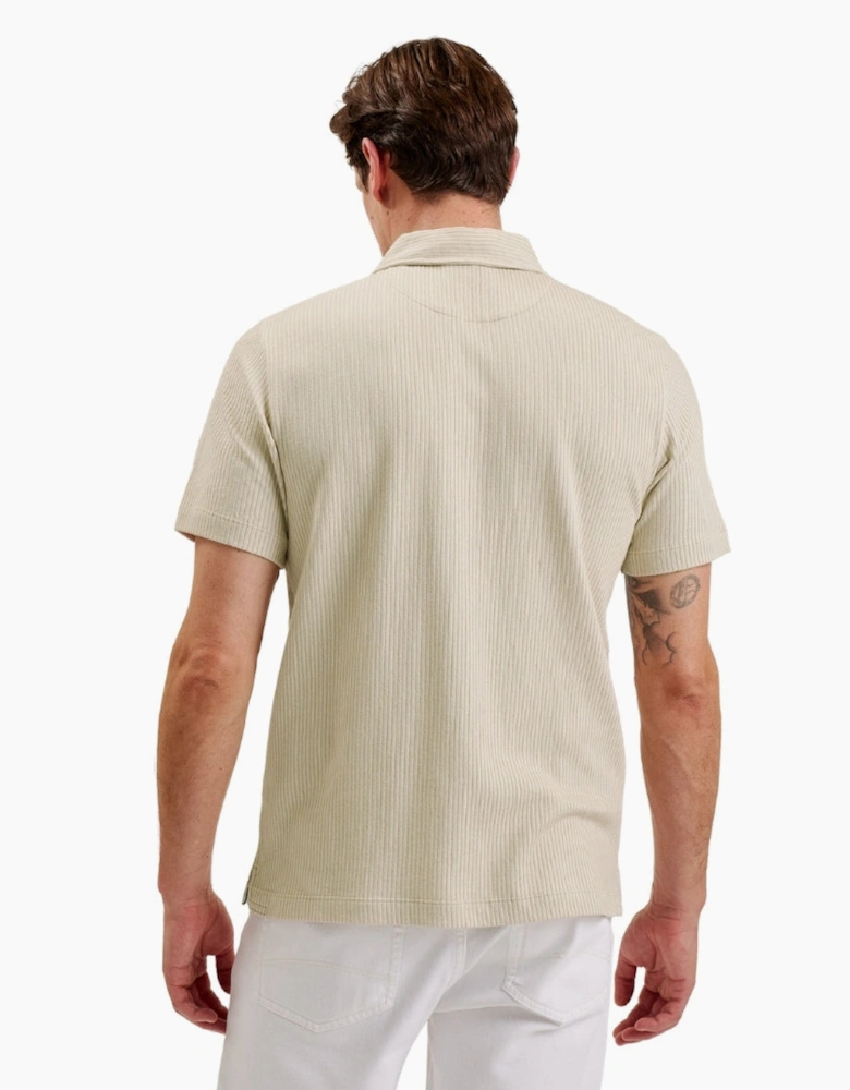 Ted Baker Elgrave Regular Textured Half Zip Beige Polo Shirt