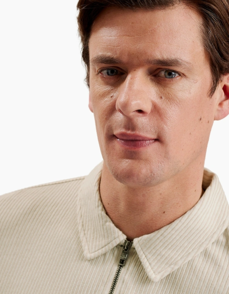 Ted Baker Elgrave Regular Textured Half Zip Beige Polo Shirt