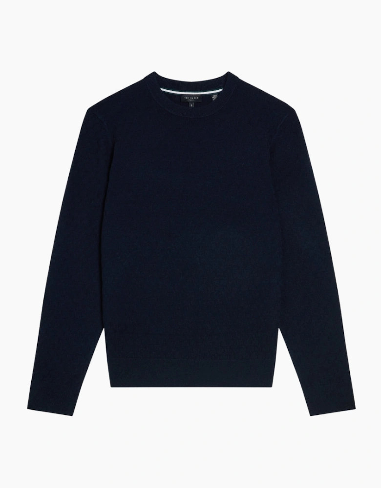 Ted Baker Loung T Stitch Crew Neck Navy Jumper