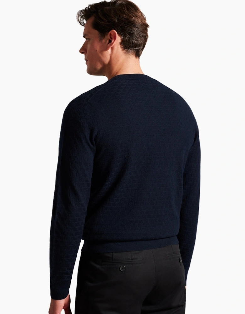 Ted Baker Loung T Stitch Crew Neck Navy Jumper