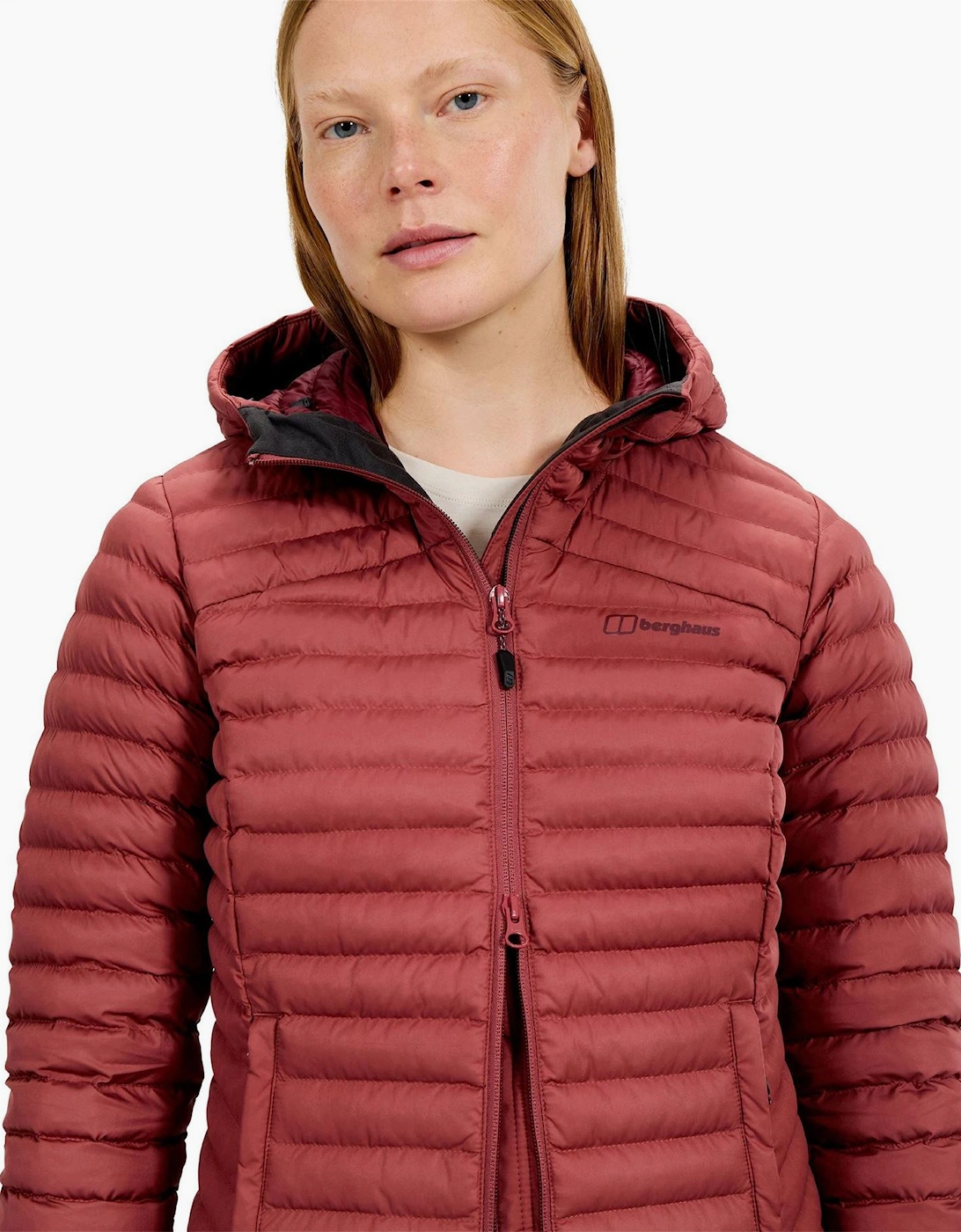 Nula Solid Patterned Hooded Puffer Jacket with Woven Cuff