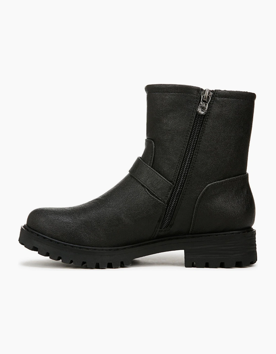 Raven Biker Low Heel Side-Zip Boots