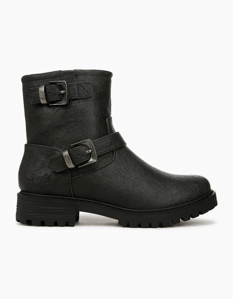 Raven Biker Low Heel Side-Zip Boots
