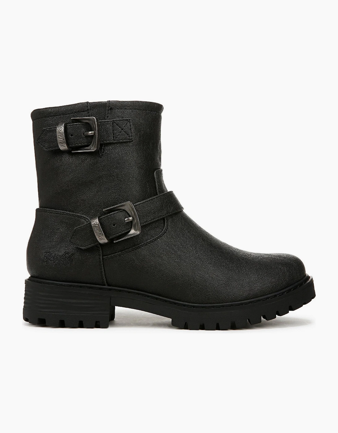 Raven Biker Low Heel Side-Zip Boots