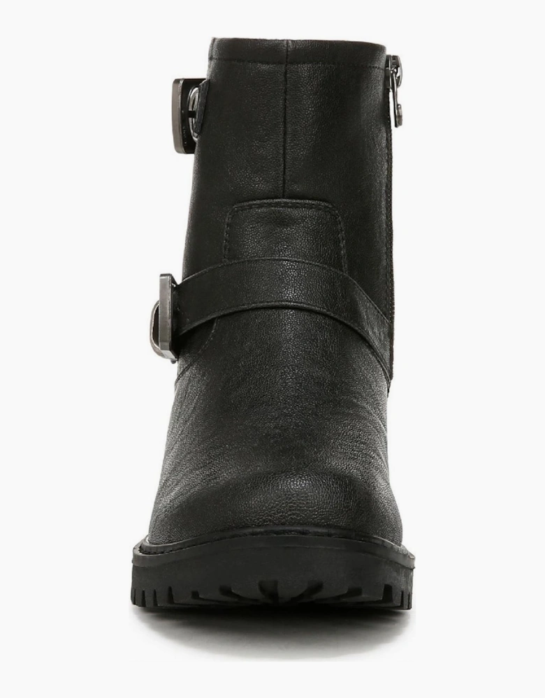 Raven Biker Low Heel Side-Zip Boots
