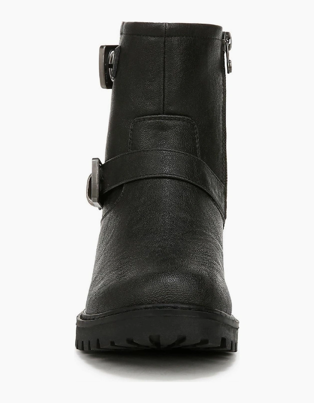 Raven Biker Low Heel Side-Zip Boots
