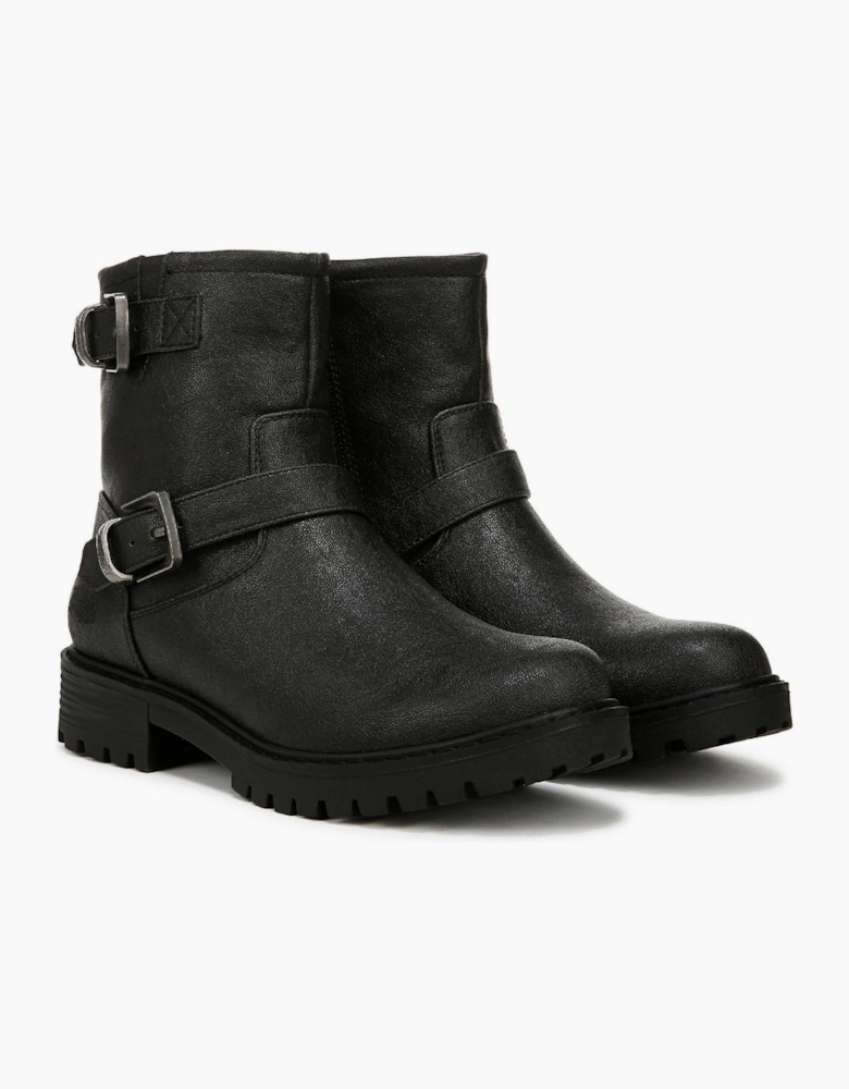 Raven Biker Low Heel Side-Zip Boots