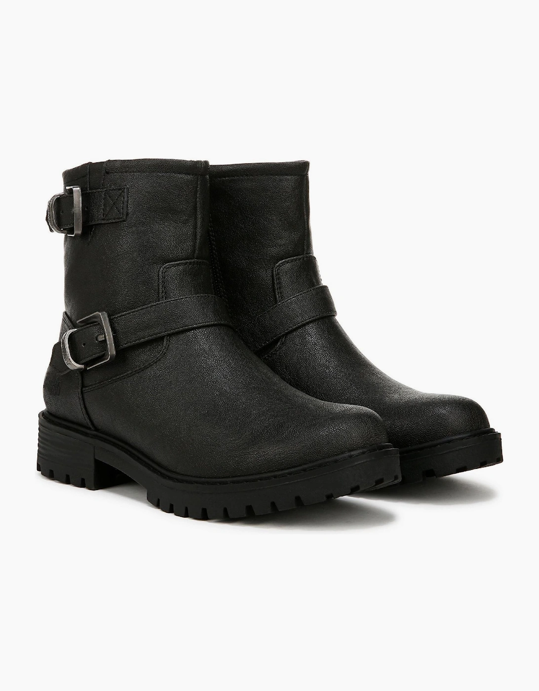 Raven Biker Low Heel Side-Zip Boots