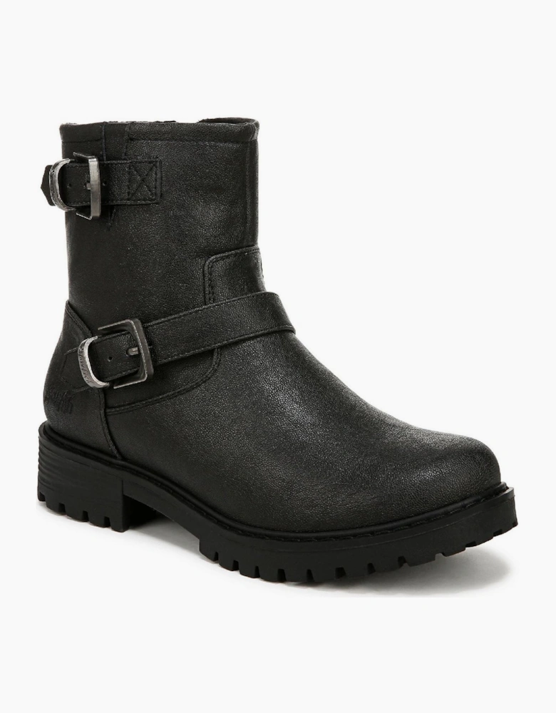 Raven Biker Low Heel Side-Zip Boots