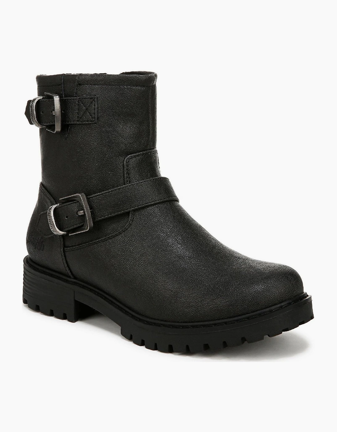 Raven Biker Low Heel Side-Zip Boots