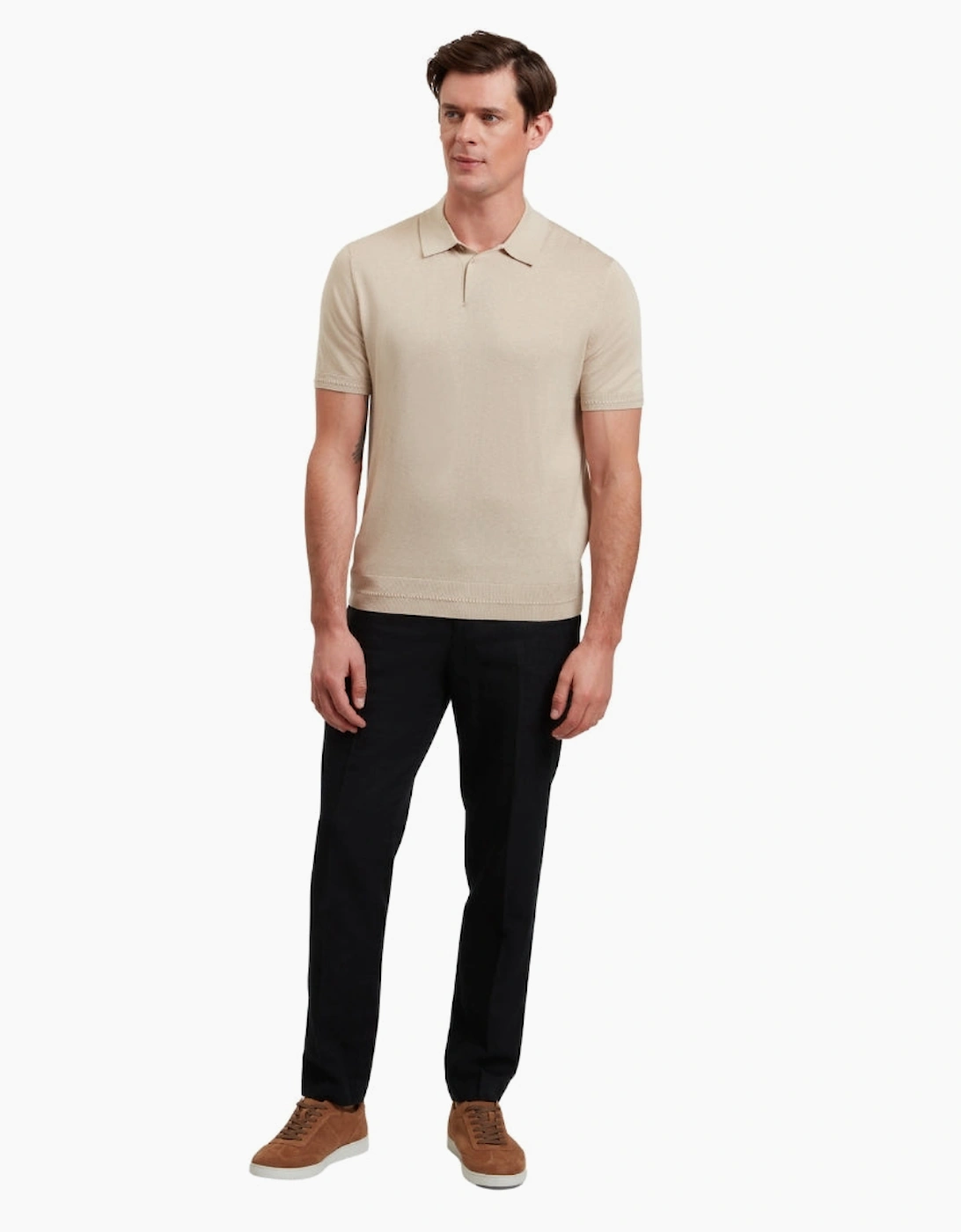 Ted Baker Nickk Knitted Taupe Polo Shirt