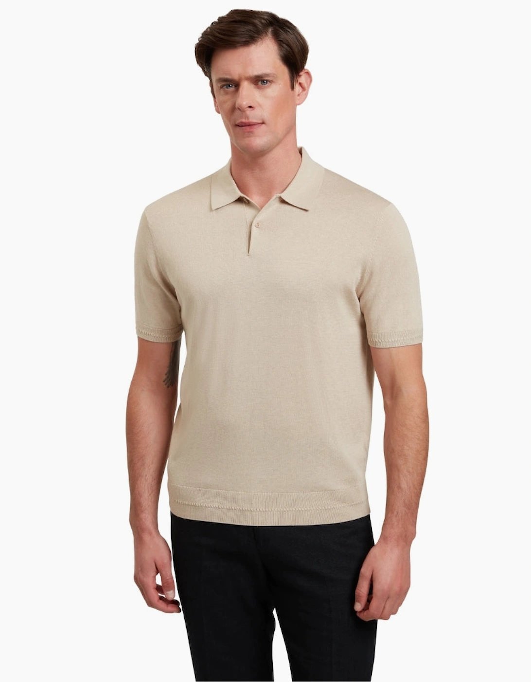 Ted Baker Nickk Knitted Taupe Polo Shirt