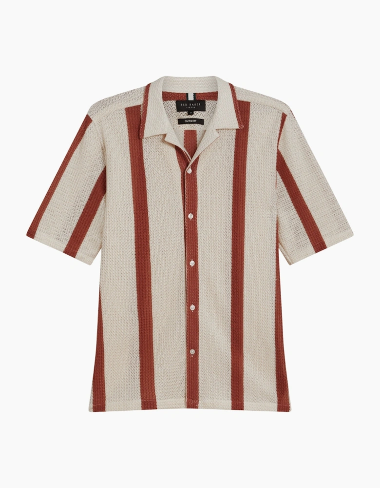 Ted Baker Niks Stripe Crochet Oversized Taupe Shirt