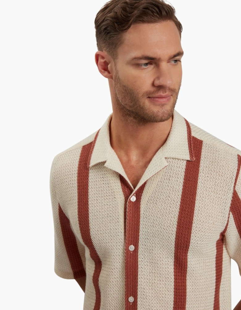 Ted Baker Niks Stripe Crochet Oversized Taupe Shirt