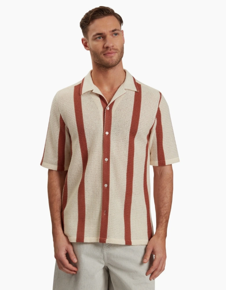 Ted Baker Niks Stripe Crochet Oversized Taupe Shirt