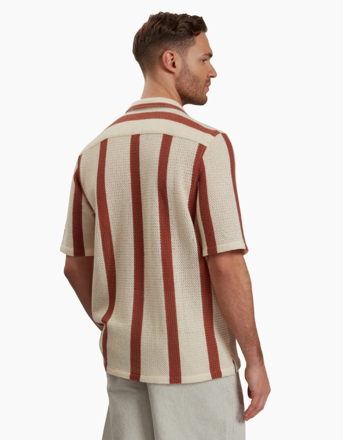 Ted Baker Niks Stripe Crochet Oversized Taupe Shirt