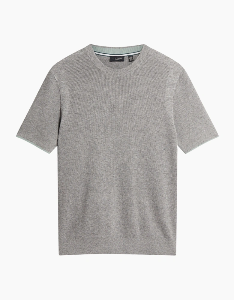 Ted Baker Voisin Mixed Ribbed Grey T-Shirt
