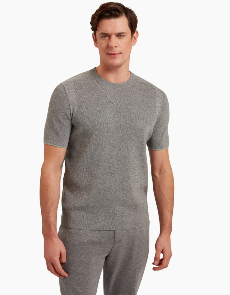 Ted Baker Voisin Mixed Ribbed Grey T-Shirt