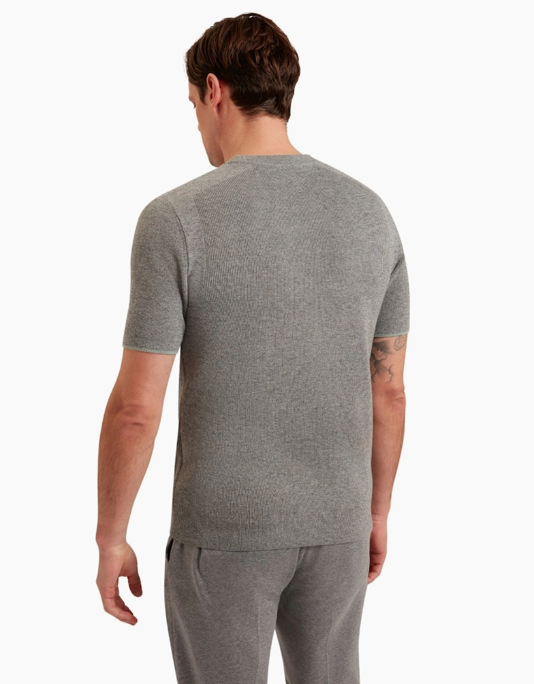 Ted Baker Voisin Mixed Ribbed Grey T-Shirt