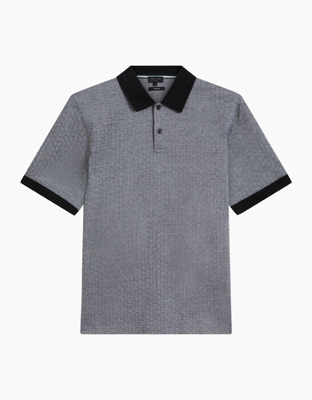 Men's Ted Baker Auguso Regular Tonal Jacquard Navy Polo Shirt - Grey - Size: 42