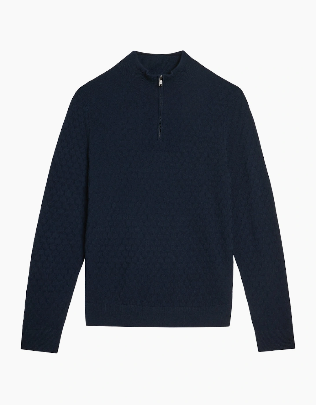 Ted Baker Kurnle T Stitch Knitted Half Zip Navy Sweater