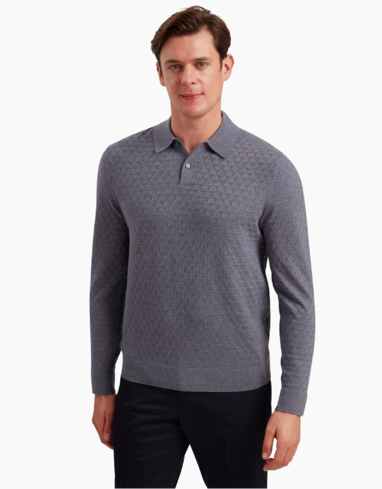 Ted Baker Morar T Stitch Knitted Mid Blue Polo Shirt