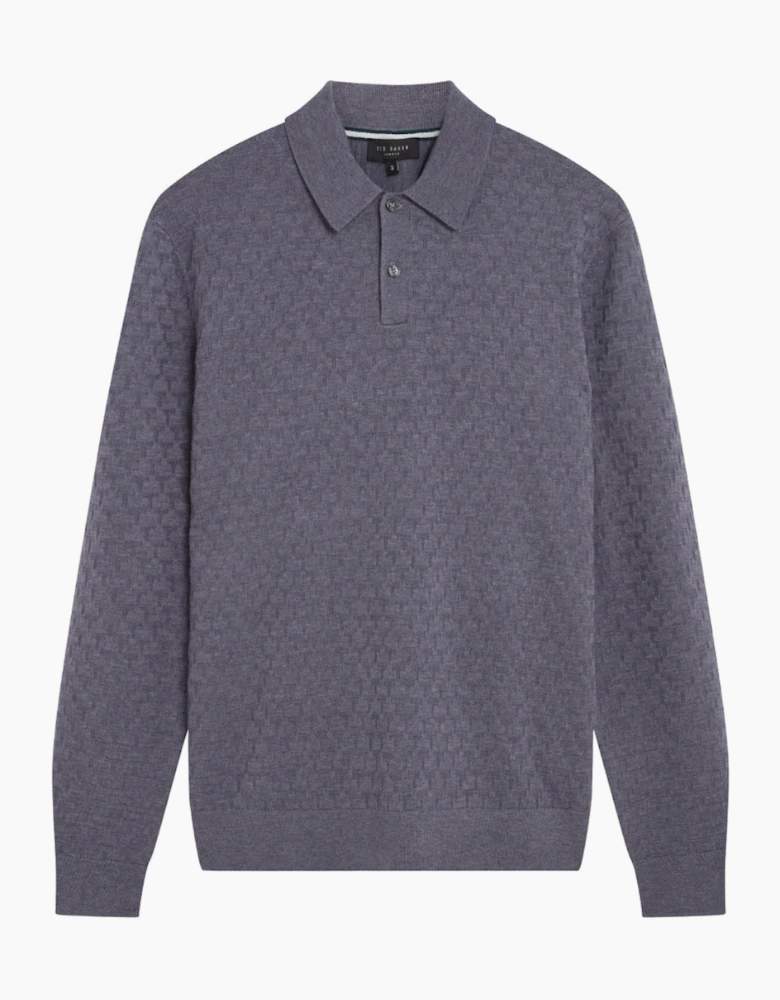 Ted Baker Morar T Stitch Knitted Mid Blue Polo Shirt