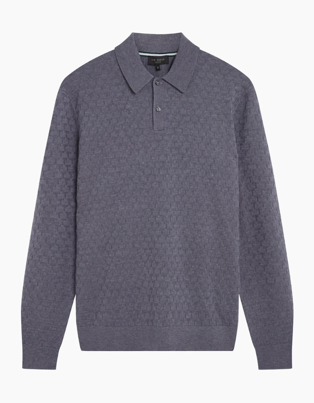Ted Baker Morar T Stitch Knitted Mid Blue Polo Shirt