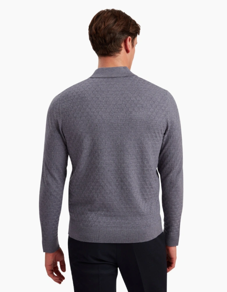 Ted Baker Morar T Stitch Knitted Mid Blue Polo Shirt