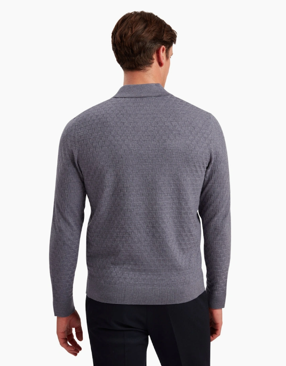 Ted Baker Morar T Stitch Knitted Mid Blue Polo Shirt