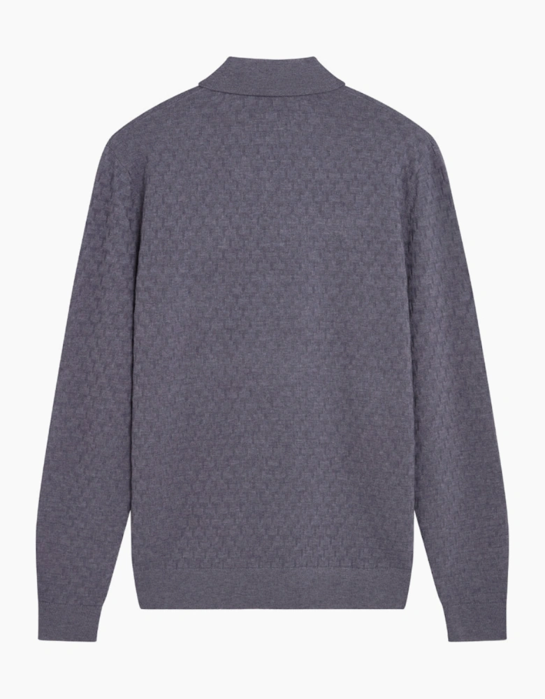 Ted Baker Morar T Stitch Knitted Mid Blue Polo Shirt
