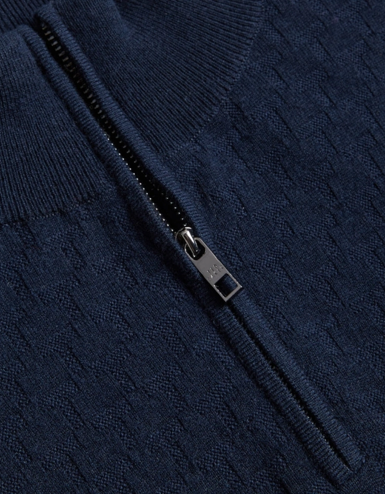 Ted Baker Kurnle T Stitch Knitted Half Zip Navy Sweater