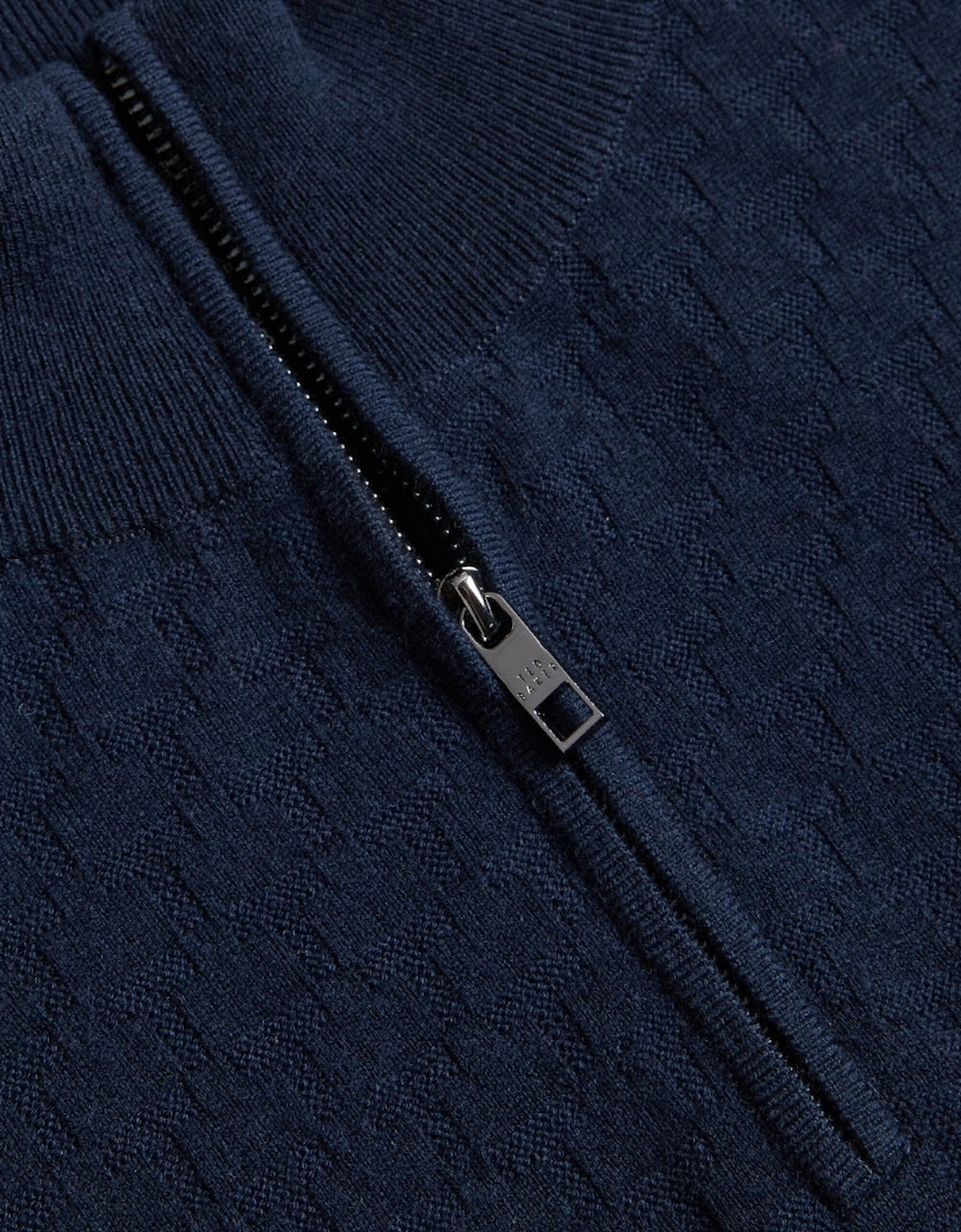 Ted Baker Kurnle T Stitch Knitted Half Zip Navy Sweater