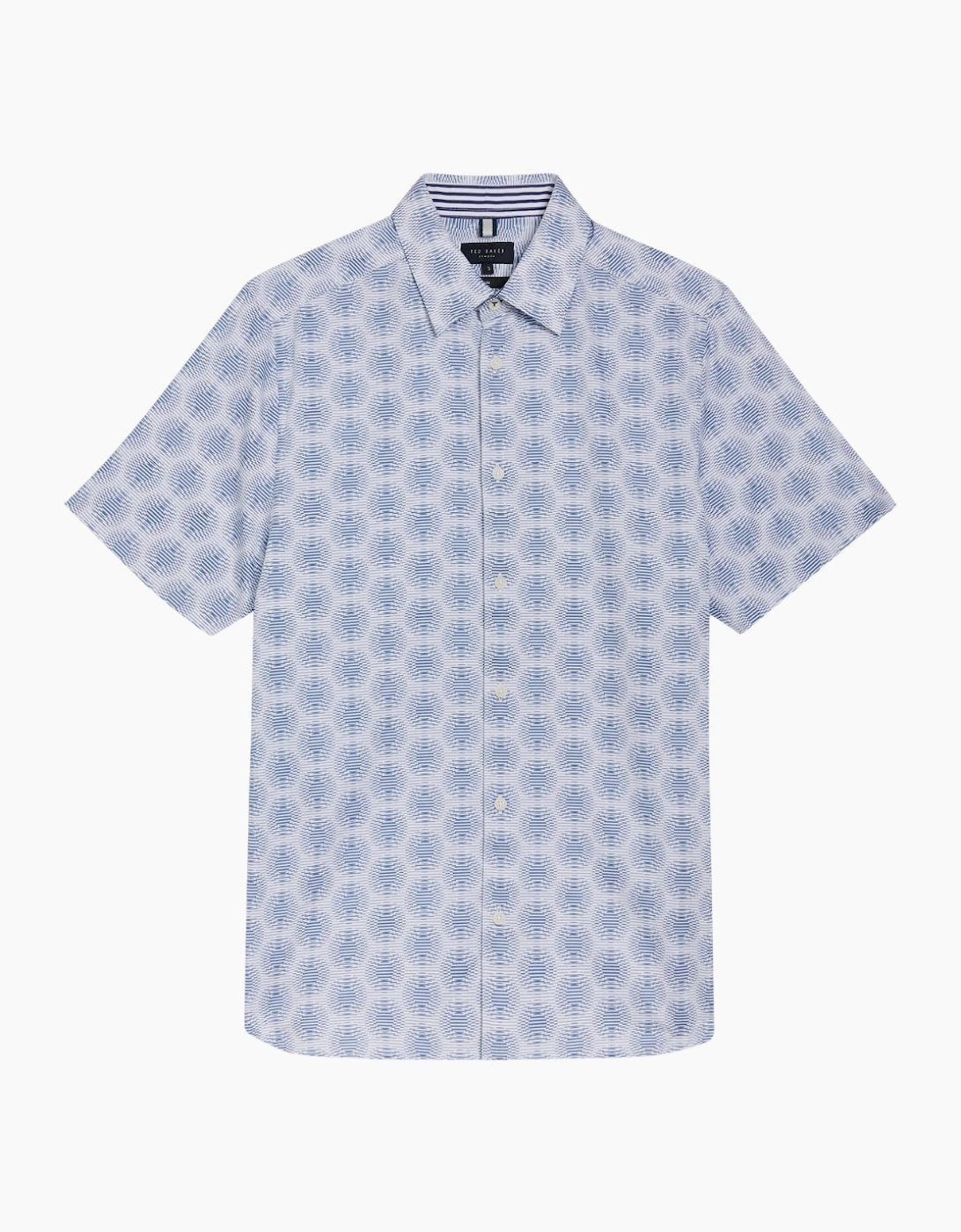 Men's Ted Baker Pearsho Short Sleeve Circle Geo White Shirt - Blue - Size: 38/Regular