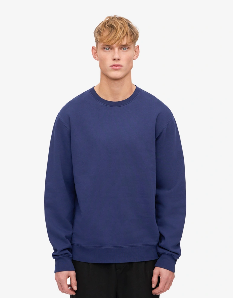 Colorful Standard Mens Classic Organic Crew Neck Sweatshirt - Marine Blue