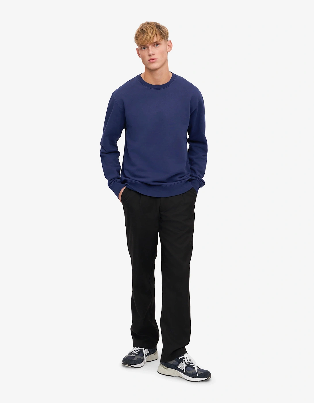 Colorful Standard Mens Classic Organic Crew Neck Sweatshirt - Marine Blue