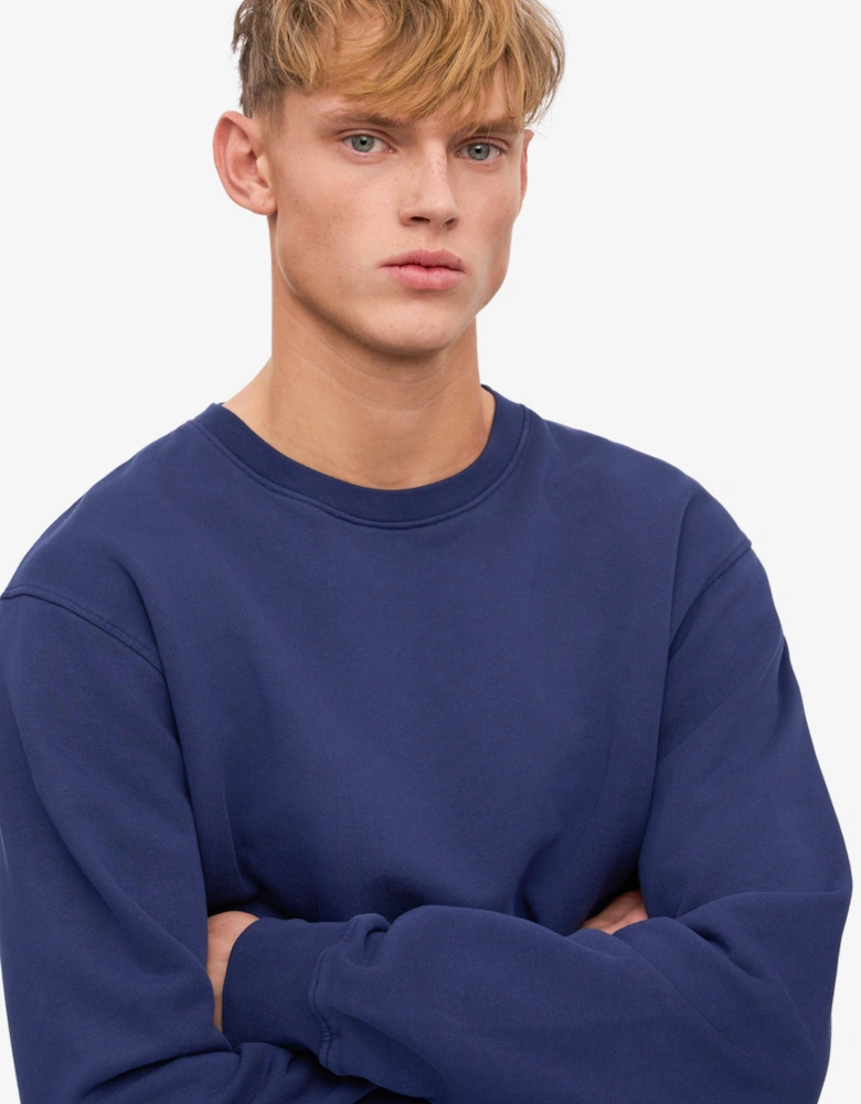 Colorful Standard Mens Classic Organic Crew Neck Sweatshirt - Marine Blue