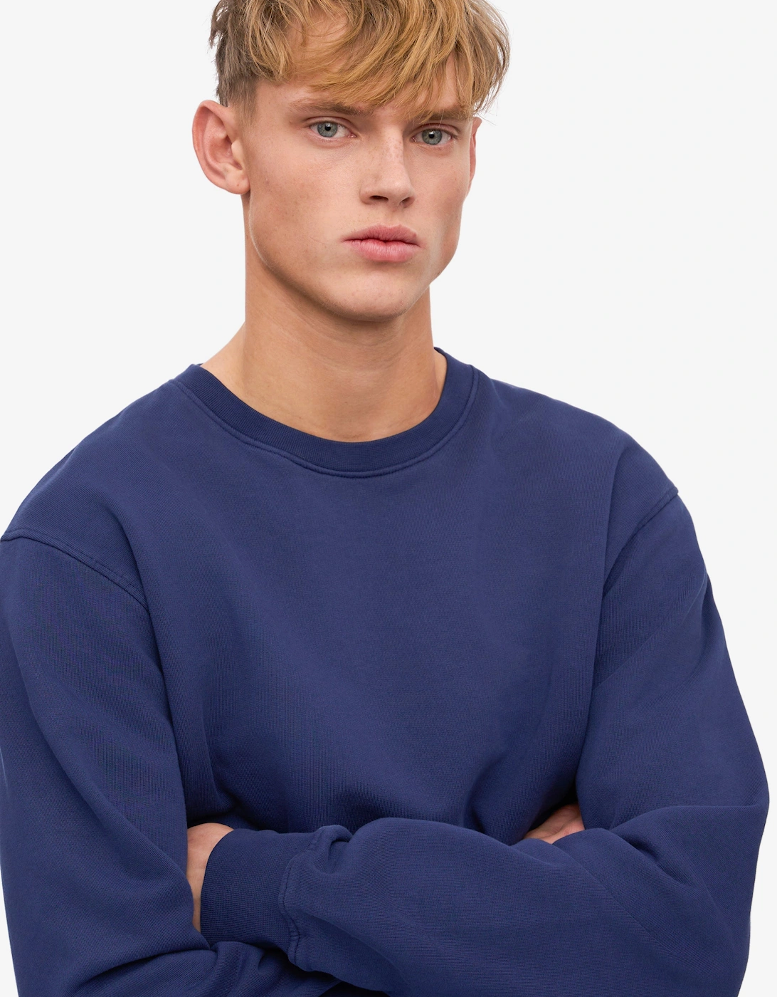 Colorful Standard Mens Classic Organic Crew Neck Sweatshirt - Marine Blue