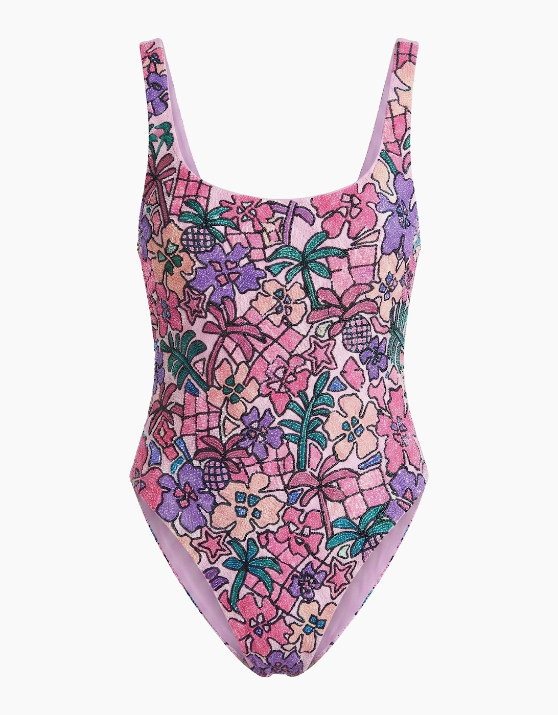 Fia Tropical Hand-Beaded Pink Swimsuit