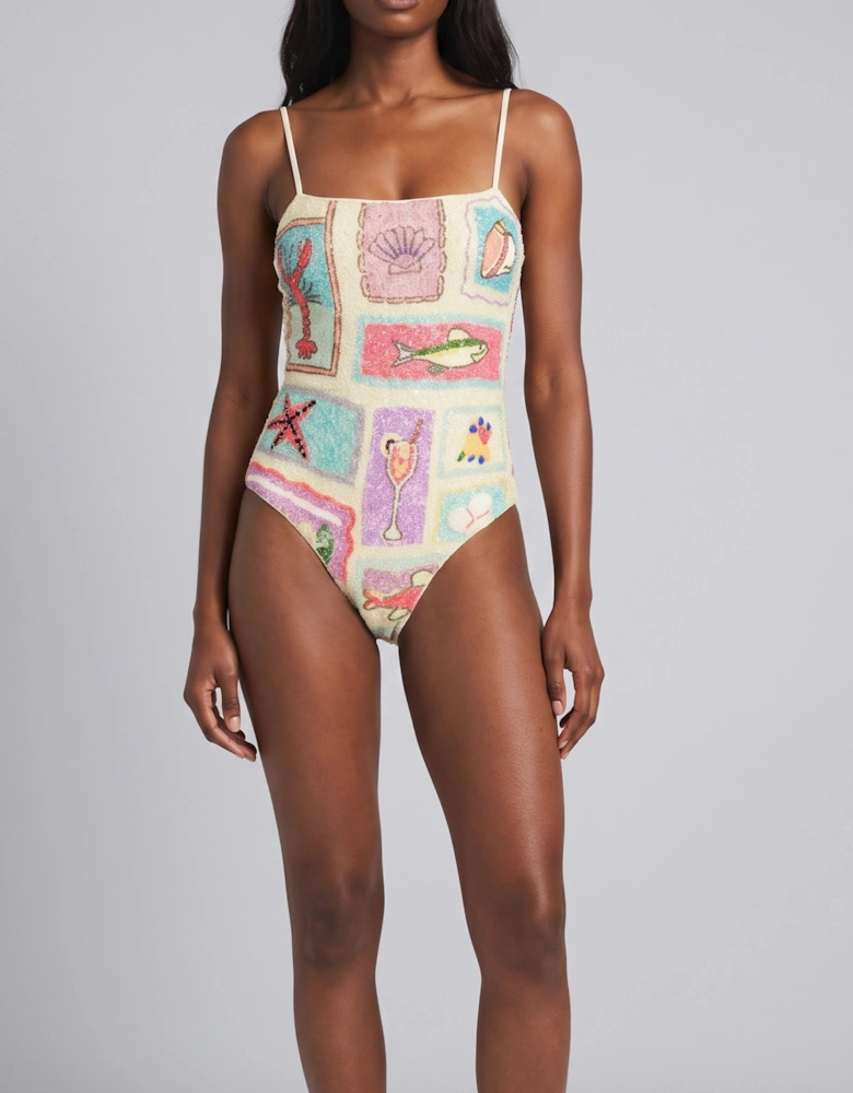 Paradiso Yellow Hand-Beaded Swimsuit